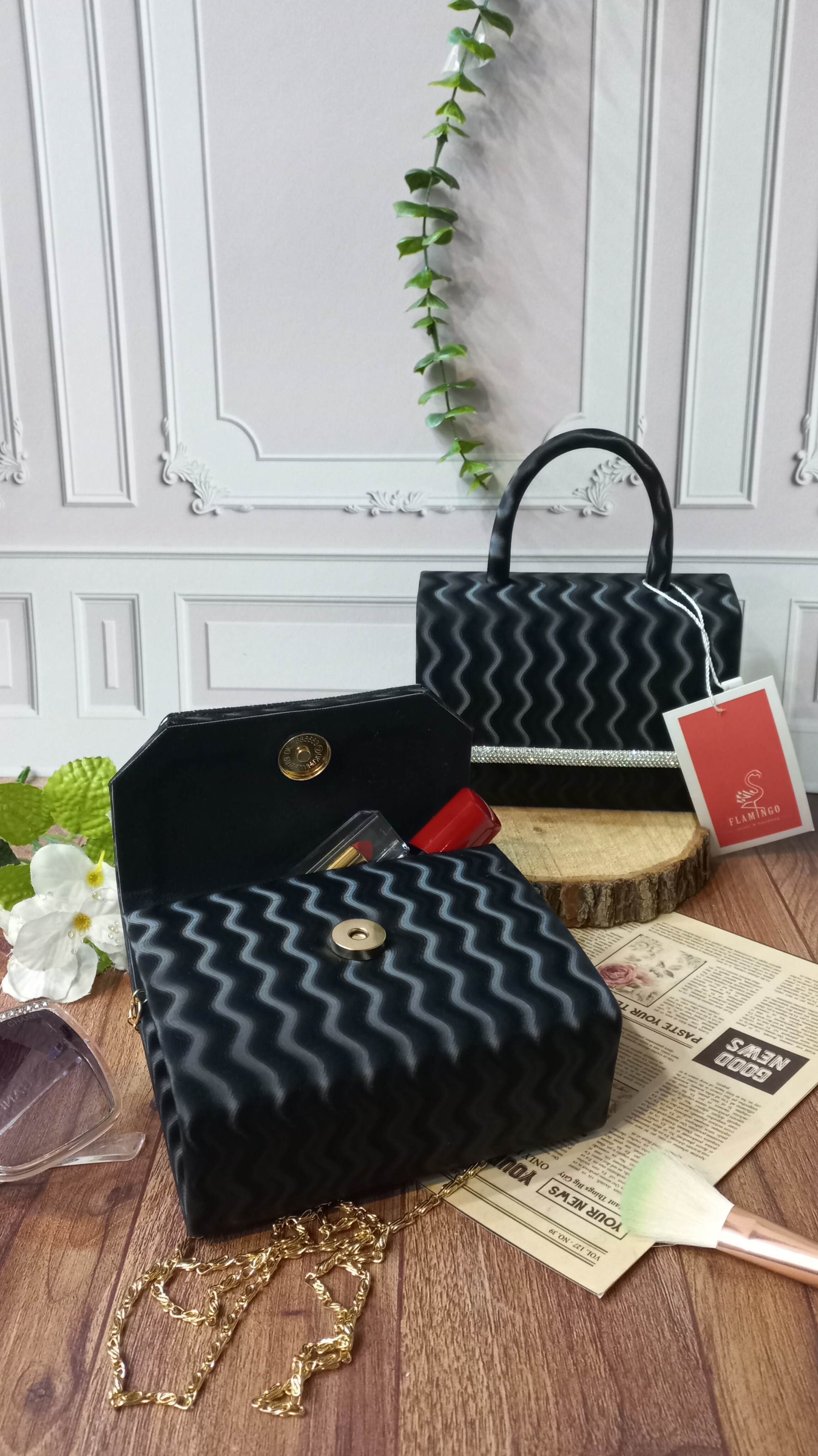 کیف مشکی طرح دار فانتزی